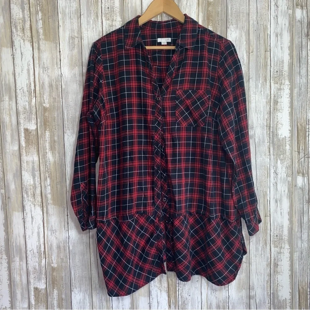 J. Jill Plaid Button Down Tunic - Picture 2 of 7